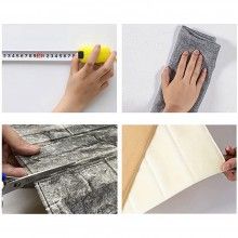 Tapet 3D Autoadeziv SIKS®, model piatra in relief, gri, design modern, rezistent la apa, usor de curatat, dimensiuni 77x70cm