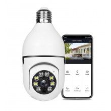 Camera de supraveghere wireless SIKS®, panoramica, tip bulb, mod vedere nocturna, rotatie 360 grade, alb