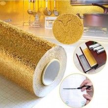 Folie de aluminiu autoadeziva SIKS®, protectie bucatarie, rezistenta la apa, auriu, 61 x 300 cm