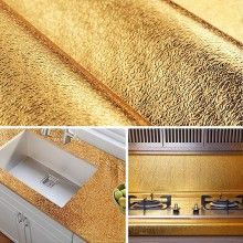 Folie de aluminiu autoadeziva SIKS®, protectie bucatarie, rezistenta la apa, auriu, 61 x 300 cm