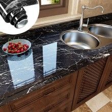 Folie autoadeziva SIKS®, protectie bucatarie, rezistenta la apa, aspect marmura neagra, 60 x 300 cm Folie autoadeziva SIKS®, protectie bucatarie, rezistenta la apa, aspect marmura neagra, 60 x 300 cm