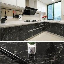 Folie autoadeziva SIKS®, protectie bucatarie, rezistenta la apa, aspect marmura neagra, 60 x 300 cm Folie autoadeziva SIKS®, protectie bucatarie, rezistenta la apa, aspect marmura neagra, 60 x 300 cm
