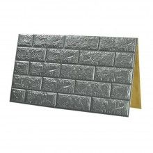 Tapet 3D Autoadeziv SIKS®, model caramida in relief, gri sidefat, design modern , rezistent la apa , usor de curatat, dimensiuni