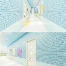 Tapet 3D Autoadeziv SIKS®, model caramida in relief, albastru, design modern, rezistent la apa, usor de curatat, dimensiuni 77x7