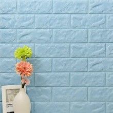 Tapet 3D Autoadeziv SIKS®, model caramida in relief, albastru, design modern, rezistent la apa, usor de curatat, dimensiuni 77x7