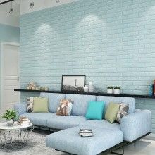 Tapet 3D Autoadeziv SIKS®, model caramida in relief, albastru, design modern, rezistent la apa, usor de curatat, dimensiuni 77x7