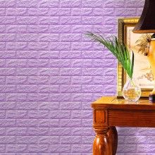 Tapet 3D Autoadeziv SIKS®, model caramida in relief, mov, design modern, rezistent la apa , usor de curatat, dimensiuni 77x70cm