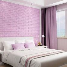 Tapet 3D Autoadeziv SIKS®, model caramida in relief, mov, design modern, rezistent la apa , usor de curatat, dimensiuni 77x70cm