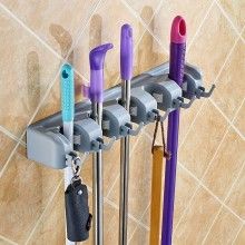 Suport de perete SIKS® pentru maturi si mopuri, lopata, lavete, bata baseball, grebla, accesorii de gradinari, gri Suport de perete SIKS® pentru maturi si mopuri, lopata, lavete, bata baseball, grebla, accesorii de gradinari, gri