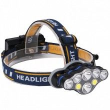 Lanterna frontala SIKS® cu acumulator 8 LED-uri, 13.000 lumeni, 6 niveluri de luminozitate albă,1 mod intermitent roșu tip SOS