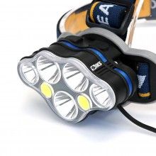 Lanterna frontala SIKS® cu acumulator 8 LED-uri, 13.000 lumeni, 6 niveluri de luminozitate albă,1 mod intermitent roșu tip SOS