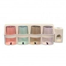 Organizator baie SIKS® cu carlige si dozator pentru pasta de dinti, alb Organizator baie SIKS® cu carlige si dozator pentru pasta de dinti, alb