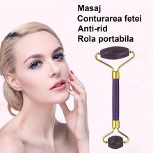 Rola Masaj Facial SIKS®, cu Doua Capete Tip Piatra Quartz, Mov Rola Masaj Facial SIKS®, cu Doua Capete Tip Piatra Quartz, Mov