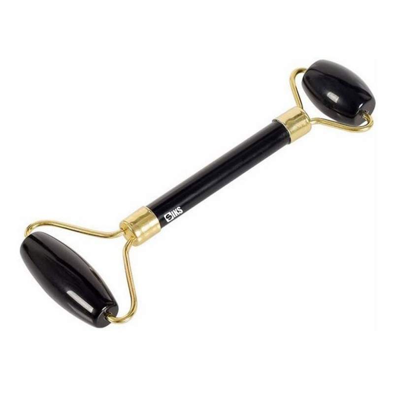Rola Masaj Facial SIKS®, cu Doua Capete Tip Piatra Quartz, Negru
