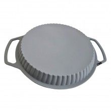 Forma SIKS® pentru Copt Prajituri, Tort, Material Silicon, Rotunda, 24x3.5 cm, Gri