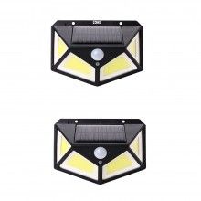 Set 2 x Lampa cu Incarcare Solara SIKS®, Senzor de Miscare, 3 Moduri de Iluminare, 100 LED, Prindere pe Perete