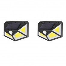Set 2 x Lampa cu Incarcare Solara SIKS®, Senzor de Miscare, 3 Moduri de Iluminare, 100 LED, Prindere pe Perete