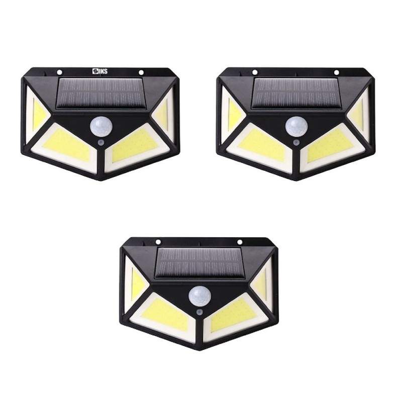 Set 3 x Lampa cu Incarcare Solara SIKS®, Senzor de Miscare, 3 Moduri de Iluminare, 100 LED, Prindere pe Perete Set 3 x Lampa cu Incarcare Solara SIKS®, Senzor de Miscare, 3 Moduri de Iluminare, 100 LED, Prindere pe Perete