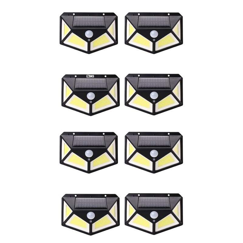Set 8 x Lampa cu Incarcare Solara SIKS®, Senzor de Miscare, 3 Moduri de Iluminare, 100 LED, Prindere pe Perete Set 8 x Lampa cu Incarcare Solara SIKS®, Senzor de Miscare, 3 Moduri de Iluminare, 100 LED, Prindere pe Perete
