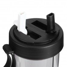 Pahar Portabil Dublu SIKS®, Transparent, 2 Paie, Reutilizabil, Plastic, Pentru Bubble Tea, 420 ML, Negru