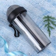 Pahar Portabil Dublu SIKS®, Transparent, 2 Paie, Reutilizabil, Plastic, Pentru Bubble Tea, 600 ML, Negru