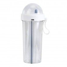 Pahar Portabil Dublu SIKS®, Transparent, 2 Paie, Reutilizabil, Plastic, Pentru Bubble Tea, 600 ML, Alb