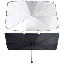Parasolar Auto Pliabil SIKS®, pentru Masina, in Forma de Umbrela, Negru-Argintiu, Rezistent UV