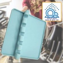 Suport Ustensile Bucatarie SIKS, 5 Compartimente, Silicon, Albastru