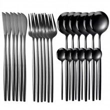 Set Tacamuri SIKS 24 Piese Stil Portughez, Otel Inoxidabil, Negru