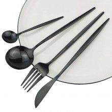 Set Tacamuri SIKS 24 Piese Stil Portughez, Otel Inoxidabil, Negru