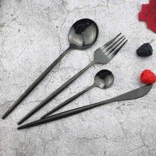 Set Tacamuri SIKS 24 Piese Stil Portughez, Otel Inoxidabil, Negru