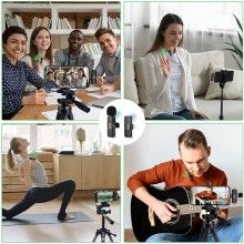 Microfon Tip Lavaliera pentru Smartphone, pentru Iphone, Wireless, Omnidirectional, Negru Microfon Tip Lavaliera pentru Smartphone, pentru Iphone, Wireless, Omnidirectional, Negru