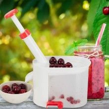 Aparat de Scos Samburi SIKS, Destinat pentru Cirese, Visine, Masline, Prindere de Masa prin Ventuza, Alb/Rosu