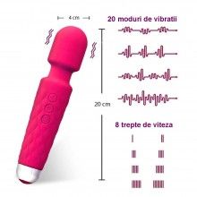 Aparat de Masaj SIKS, 20 de Programe Vibratii, 8 Trepte de Viteza, Rezistent la Apa, pentru Gat, Spate, Umeri, Picioare, Roz Aparat de Masaj SIKS, 20 de Programe Vibratii, 8 Trepte de Viteza, Rezistent la Apa, pentru Gat, Spate, Umeri, Picioare, Roz