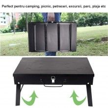 Gratar Portabil SIKS, Pliabil, BBQ Tip Diplomat, Accesorii Gratar Incluse, Negru Gratar Portabil SIKS, Pliabil, BBQ Tip Diplomat, Accesorii Gratar Incluse, Negru