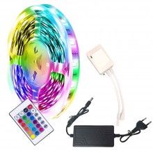 Kit Banda Led 5050 RGB 12V SIKS Smart, Lumina Ambientala Multicolora, 5 Metri, Aplicatie Telefon, Control Prin Telecomanda 24...