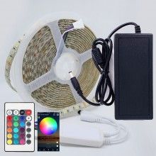 Kit Banda Led 5050 RGB 12V SIKS Smart, Lumina Ambientala Multicolora, 5 Metri, Aplicatie Telefon, Control Prin Telecomanda 24... Kit Banda Led 5050 RGB 12V SIKS Smart, Lumina Ambientala Multicolora, 5 Metri, Aplicatie Telefon, Control Prin Telecomanda 24...