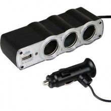 Adaptor SIKS® pentru masina cu 1 x port USB si 3 x intrari, 12/24V