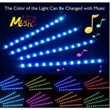 Kit banda led SIKS® 4 benzi autoadezive si functie sonora, cu 12 leduri, multicolor