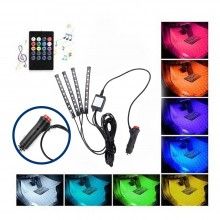 Kit banda led SIKS® 4 benzi autoadezive si functie sonora, cu 12 leduri, multicolor