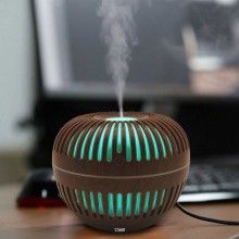 Umidificator SIKS cu ultrasunete, model liniute, difuzor aroma, 130 ml, lemn inchis