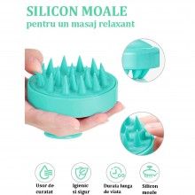 Perie SIKS pentru Masaj Capilar, Samponare si Curatare Scalp, Stimulare Crestere Par, Silicon, Turcoaz