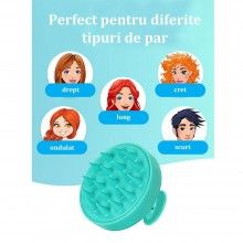 Perie SIKS pentru Masaj Capilar, Samponare si Curatare Scalp, Stimulare Crestere Par, Silicon, Turcoaz