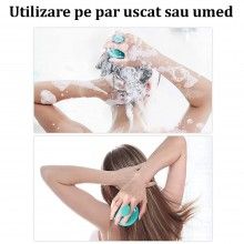 Perie SIKS pentru Masaj Capilar, Samponare si Curatare Scalp, Stimulare Crestere Par, Silicon, Turcoaz