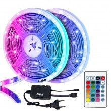 Banda LED EDAR, Lumina Ambientala, 12V, LED SMD 3528, IP65, Telecomanda, Lumina Multicolora, Lungime 10m