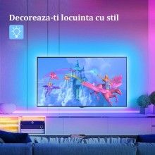 Banda LED EDAR, Lumina Ambientala, 12V, LED SMD 3528, IP65, Telecomanda, Lumina Multicolora, Lungime 10m Banda LED EDAR, Lumina Ambientala, 12V, LED SMD 3528, IP65, Telecomanda, Lumina Multicolora, Lungime 10m