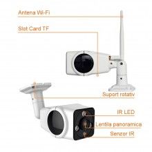 Camera Panoramica SIKS, 2 MP, Unghi de vizualizare 360 grade, Waterproof, Wireless, Model 3, Night Vision, Microfon, Difuzor,...