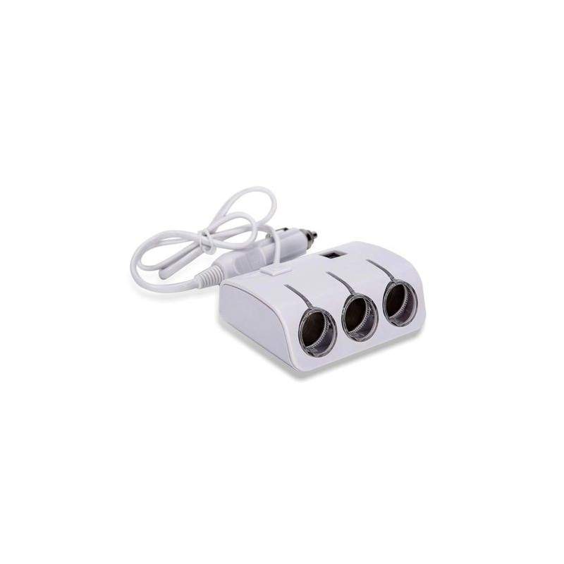 Adaptor pentru masina SIKS® alb, 12/24V, cu 3 prize si 2 USB