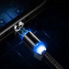 Cablu de incarcare 3in1 SIKS, magnetic, Lightning, Micro-USB, Type-C, Negru