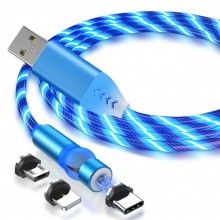 Cablu de incarcare 3in1 SIKS, magnetic, Lightning, Micro-USB, Type-C, Albastru